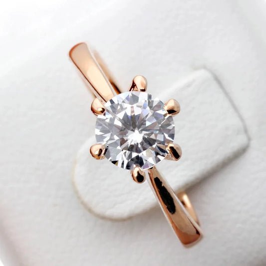 Luckacco Engagement Rings For Women Bride Crystal Silver Gold Color Wedding Rings Accessories Jewelry Korean Fashion Jewelry R014
