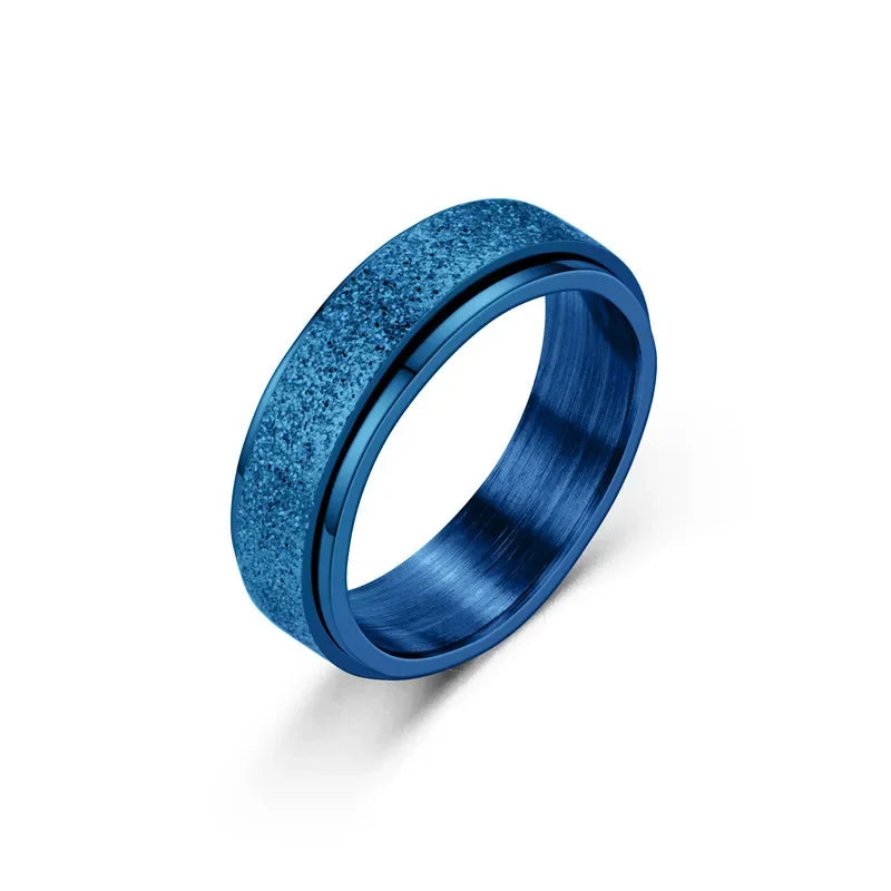 luckacco 6mm anxiety fidget spinner rings for men smooth stainless steel spinning rotating ring for women anti stress jewelry gift