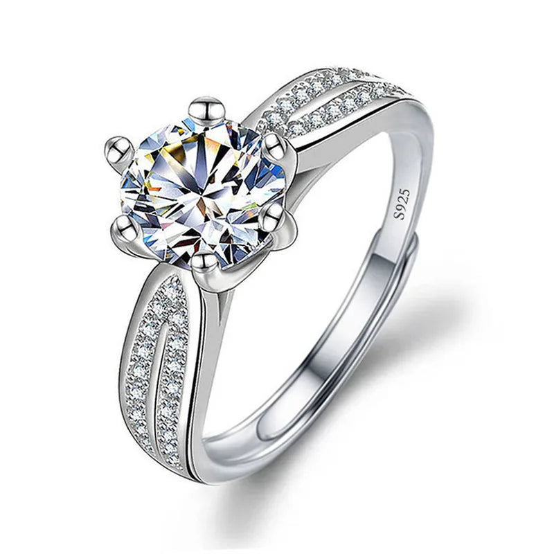 luckacco never fade luxury classic 18k white gold color ring solitaire 2 carat zirconia diamant wedding band women jewelry accessories