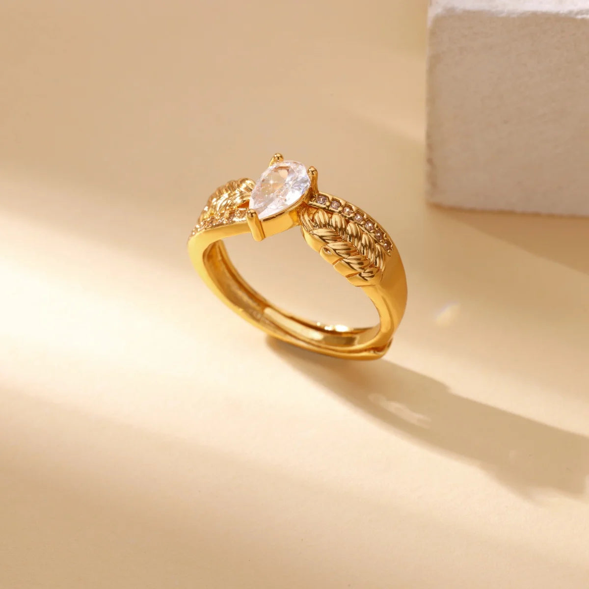 luckacco luxury zircon geometric rings for women gold color adjustable  stainless steel heart flower ring wedding fashion jewelry gift