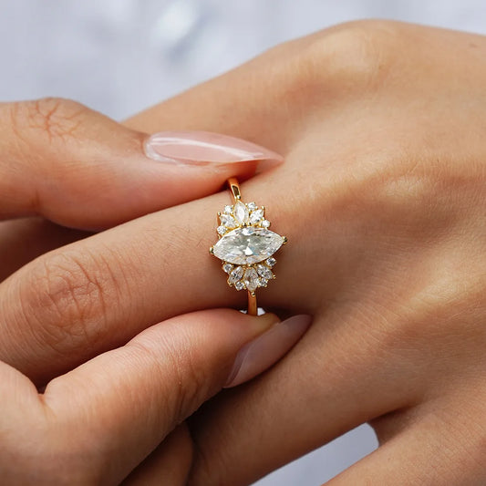 Luckacco Luxury 100% Real 18k Gold Diamond Moissanite Diamond Ring Women Engagement Diamond Ring