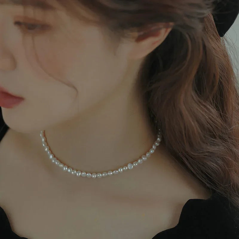 luckacco hengsheng 4-5mm baroque freshwater pearl necklaces 38cm 45cm 50cm 925sterling silver necklaces jewelry gift 2025 new arrivals