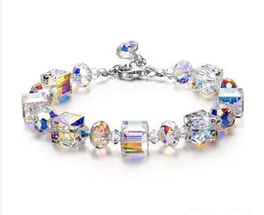 luckacco 2025 crystal rhinestone adjustable bracelet bangle wedding wristband bridal gift jewelry crystal bracelet gift for girlfriend