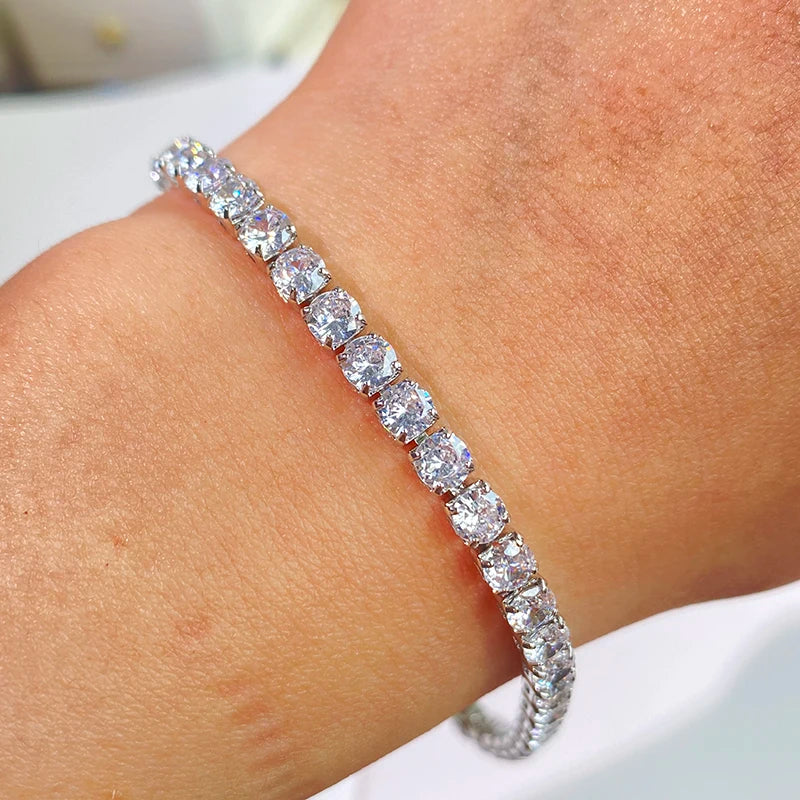 luckacco uilz new classic cubic zirconia water drop bracelet bangle for women tennis chain wedding dinner party birthday wedding jewelry