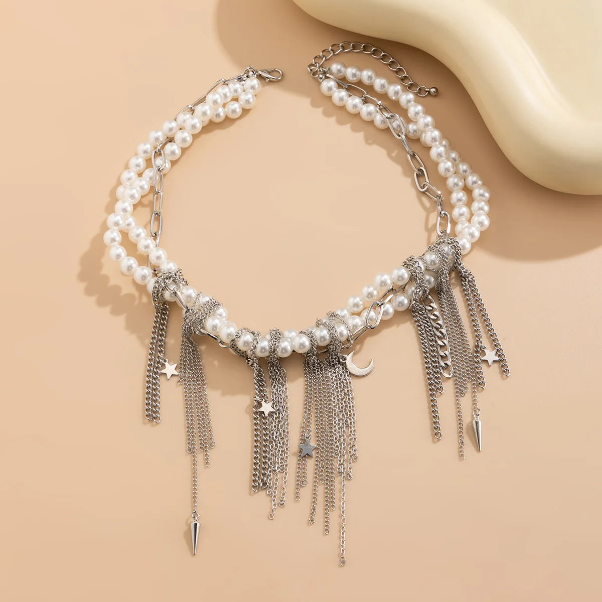 luckacco multi-layered pearl necklace for women party y2k trendy clavicle chain fashion heart pendant jewelry accessories gifts