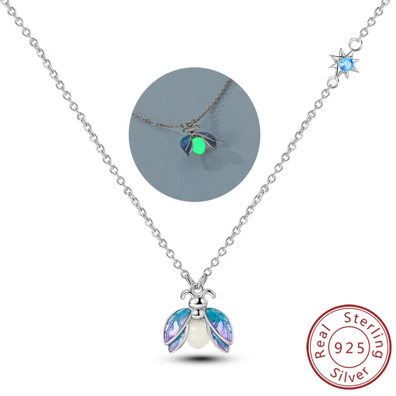 luckacco necklace 925 sterling silver butterfly love heart bear classic simple adjustable necklace for women girl fashion jewelry gifts