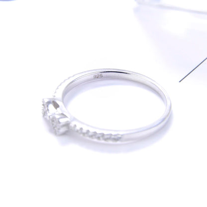 Luckacco Elegant 925 Sterling Silver Bow Shape Ring Round Zircon Diamant Band Lightweight Accessories Women Classic Jewelry