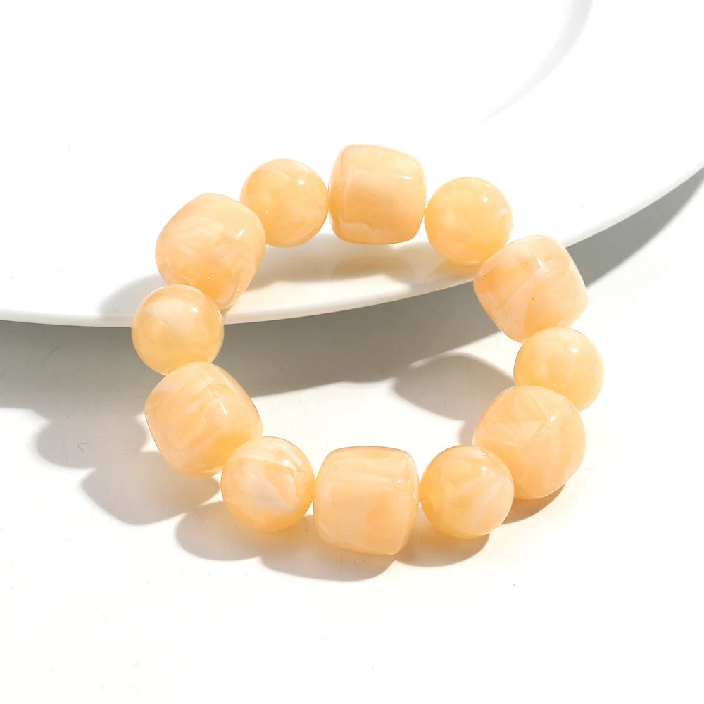 luckacco acrylic chunky irregular square round beaded bracelet for women european and american simple bracelet fashion hand accessories