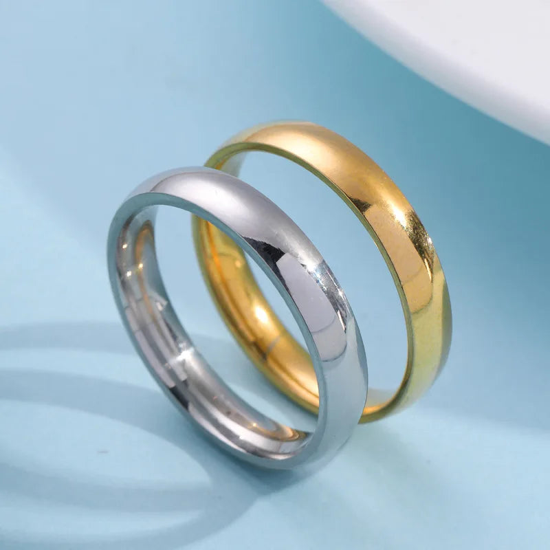 luckacco classic 4mm curved stainless steel couple ring charm men women titanium steel rings best party gift jewelry
