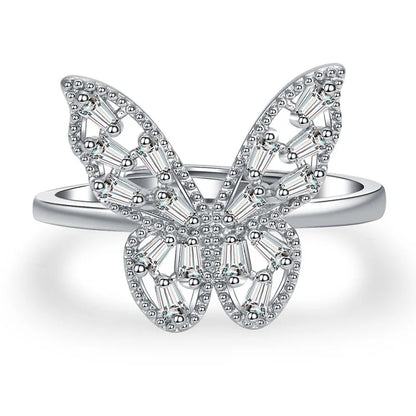 Luckacco 925 Sterling Silver Zircon Butterfly Ring For Women Rings Wedding Fine Jewelry Accessories 2025 Trendy Party Gifts