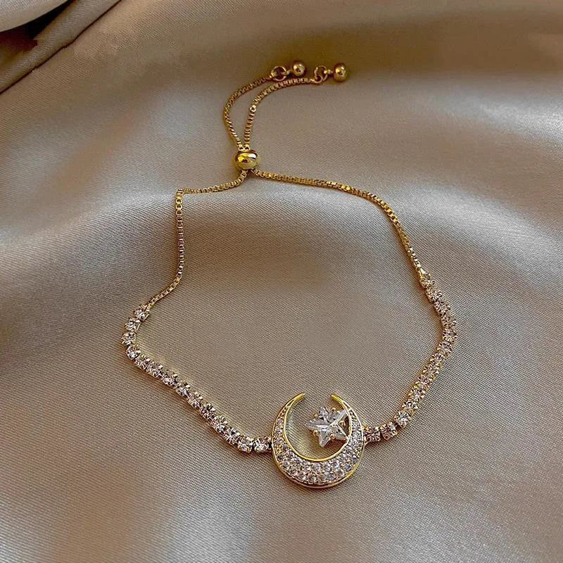 luckacco new muslim moon star bracelets ramadan kareem mubarak crescent adjustable chains allah bracelets for eid islam gift jewelry