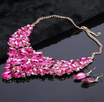 Luckacco Fashion Crystal Jewelry Sets Bridal Necklace Earrings Sets Wedding Party Jewelery Dress Jewellery Decoration Accessories