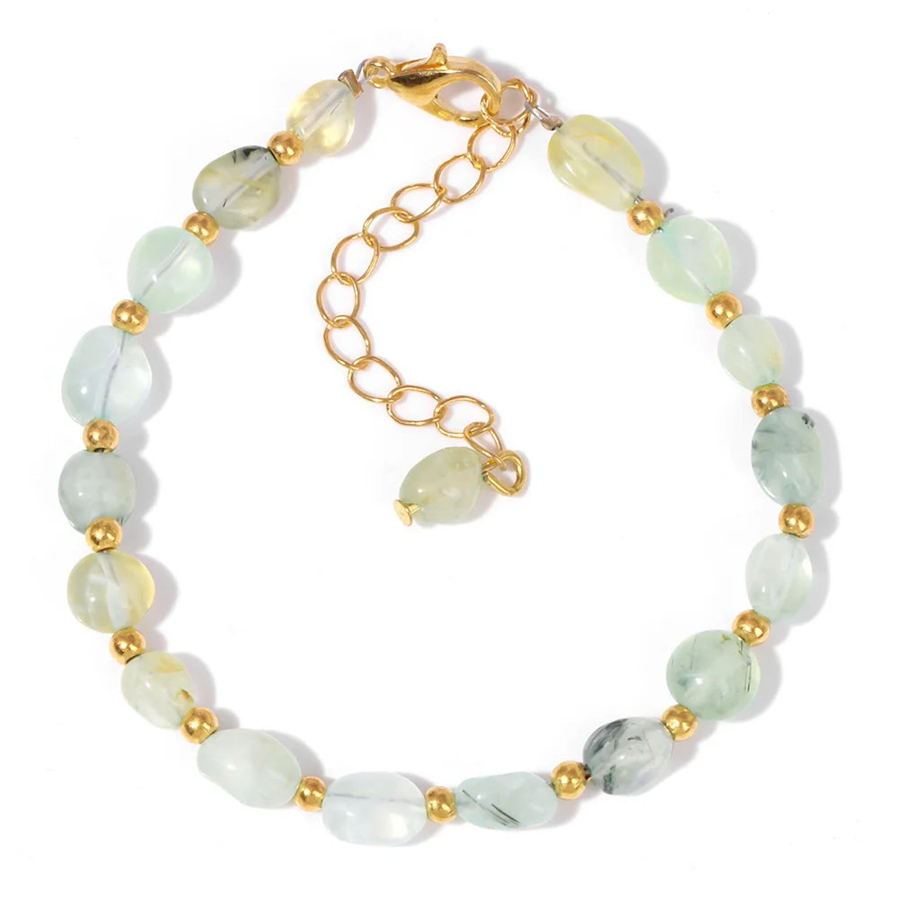 luckacco natural crystal gravel stone bracelets for women healing irregular amethysts lapis lazuli rose quartzs chain bracelet jewelry