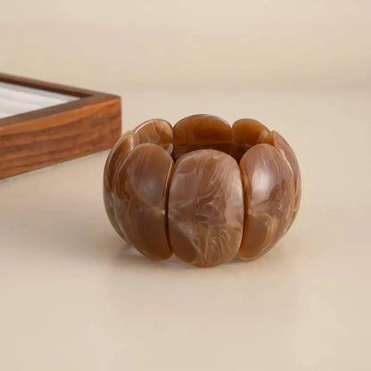 Luckacco 6 Style Boho Punk Geometric Acrylic Resin Elasticity Bangles for Women Vintage CCB Beads Bangle Bracelets Charm Jewelry