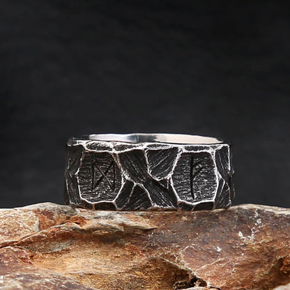 Luckacco Vintage Stainless Steel Nordic Viking Rune Rings For Men Women Fashion Punk Biker Couple Amulet Ring Jewelry Gift