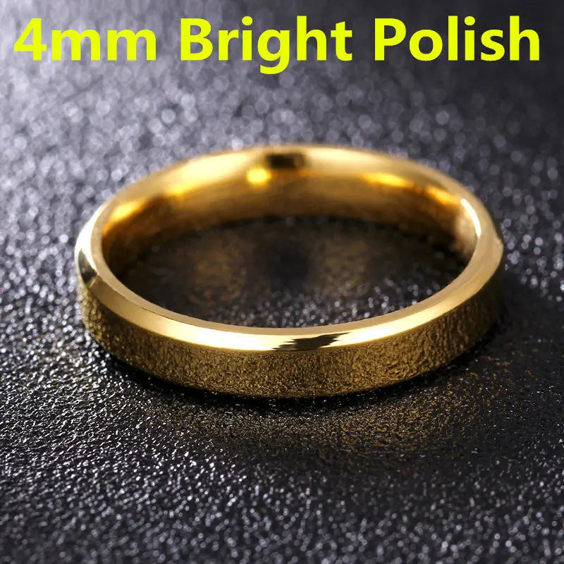 luckacco 4-8mm dull polish silver color titanium ring for men and women personalized ring customize engraved
