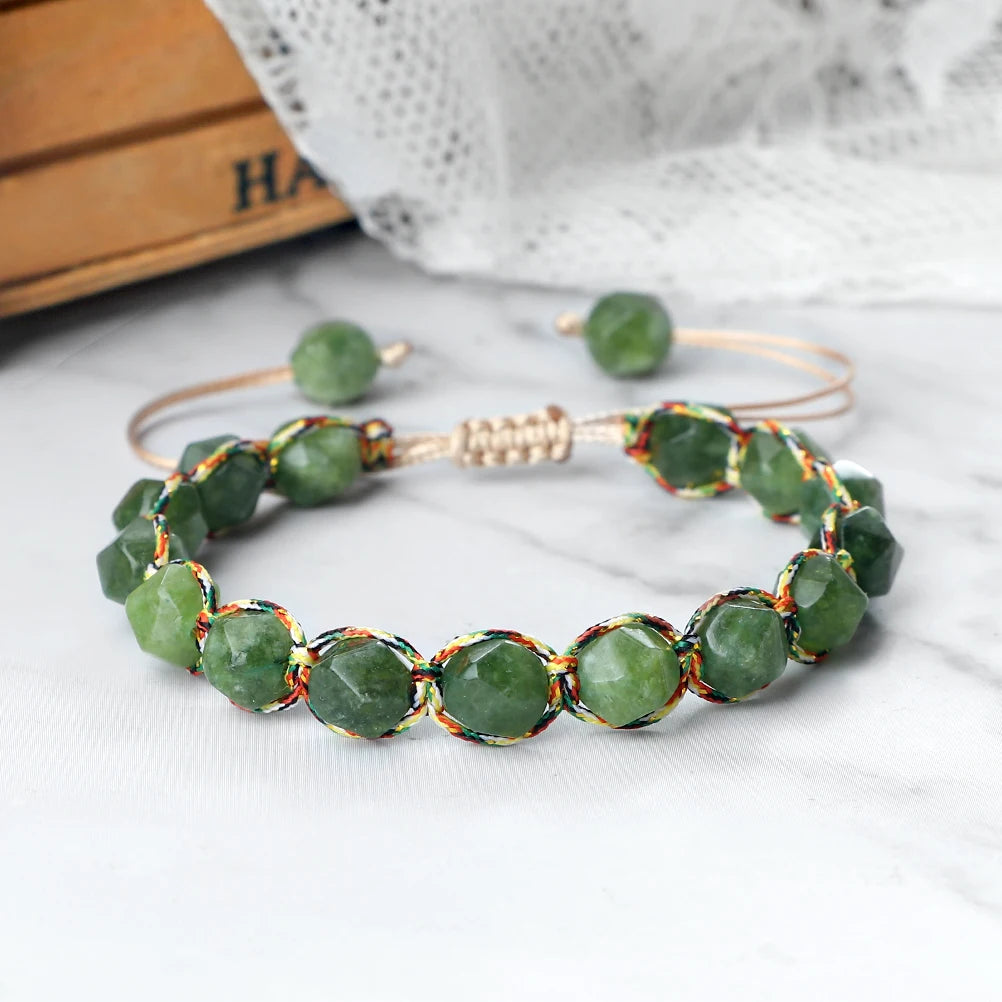 luckacco irregular cut surface beads bracelet trendy adjustable natural tiger eye amethyst pink quartz beaded bracelets for women jewelry