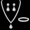 Luckacco Wedding Season Women's Fashion Copper Claw Chain Water Drop Necklace Earrings Bracelet Jewelry Set Wedding Banquet Festival Gift