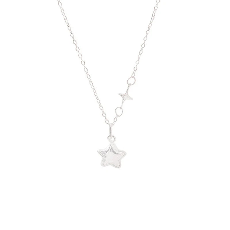 luckacco new 925 sterling silver star shape necklace simple charm personality woman pendant choker birthday gift exquisite jewelry