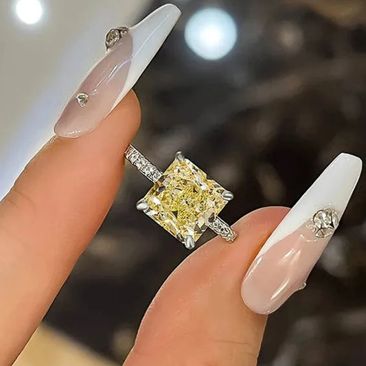 Luckacco daily picks Simple Princess Yellow Cubic Zirconia Rings for Women Wedding Engagement Party Temperament Female Rings Fashion Jewelry
