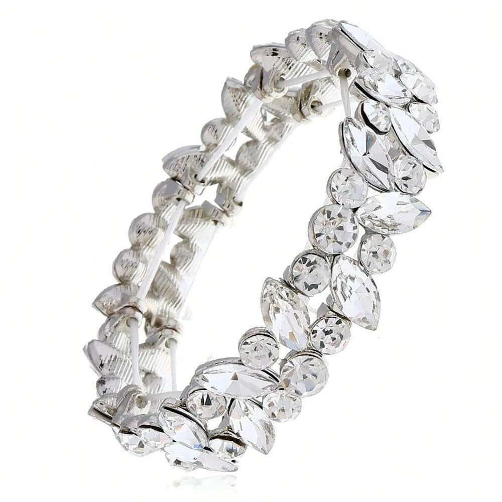luckacco new fashion luxury crystal rhinestone elastic charm bracelet bangle for women wedding party jewelry accessories