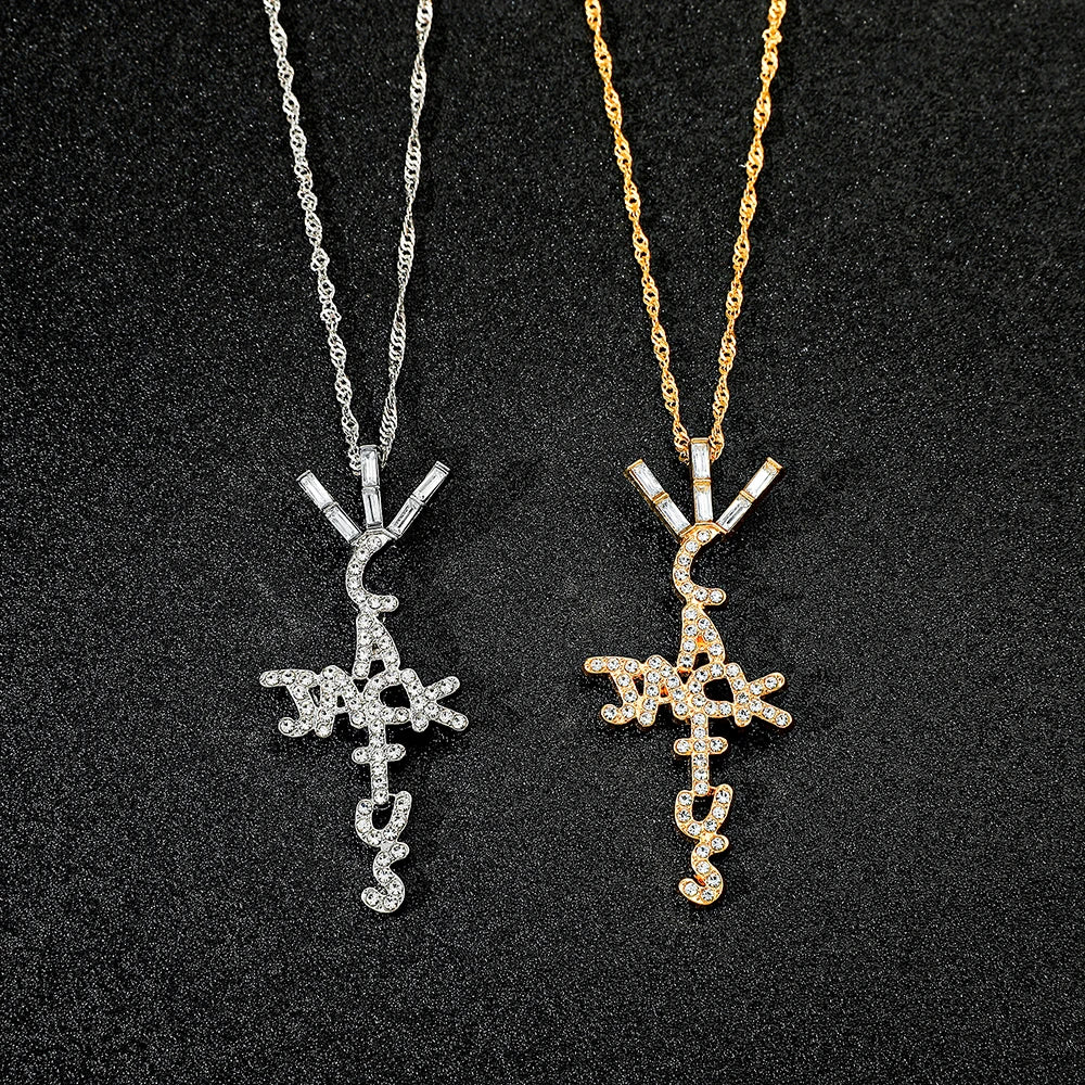 luckacco goth cactus jack pendant necklace iced cubic zircon plated gold silver color hip hop jewelry for men women kpop