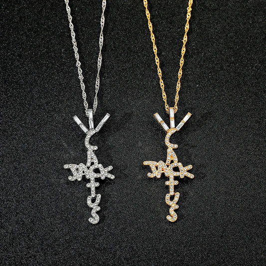 Luckacco Goth Cactus Jack Pendant Necklace Iced Cubic Zircon Plated Gold Silver Color Hip Hop Jewelry For Men Women kpop