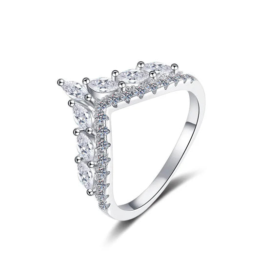 Luckacco FIRERING 100% Full Olive Moissanite Crown Ring GRA Certificate Passed Diamond Test Women Jewelry Gift S925 Silver