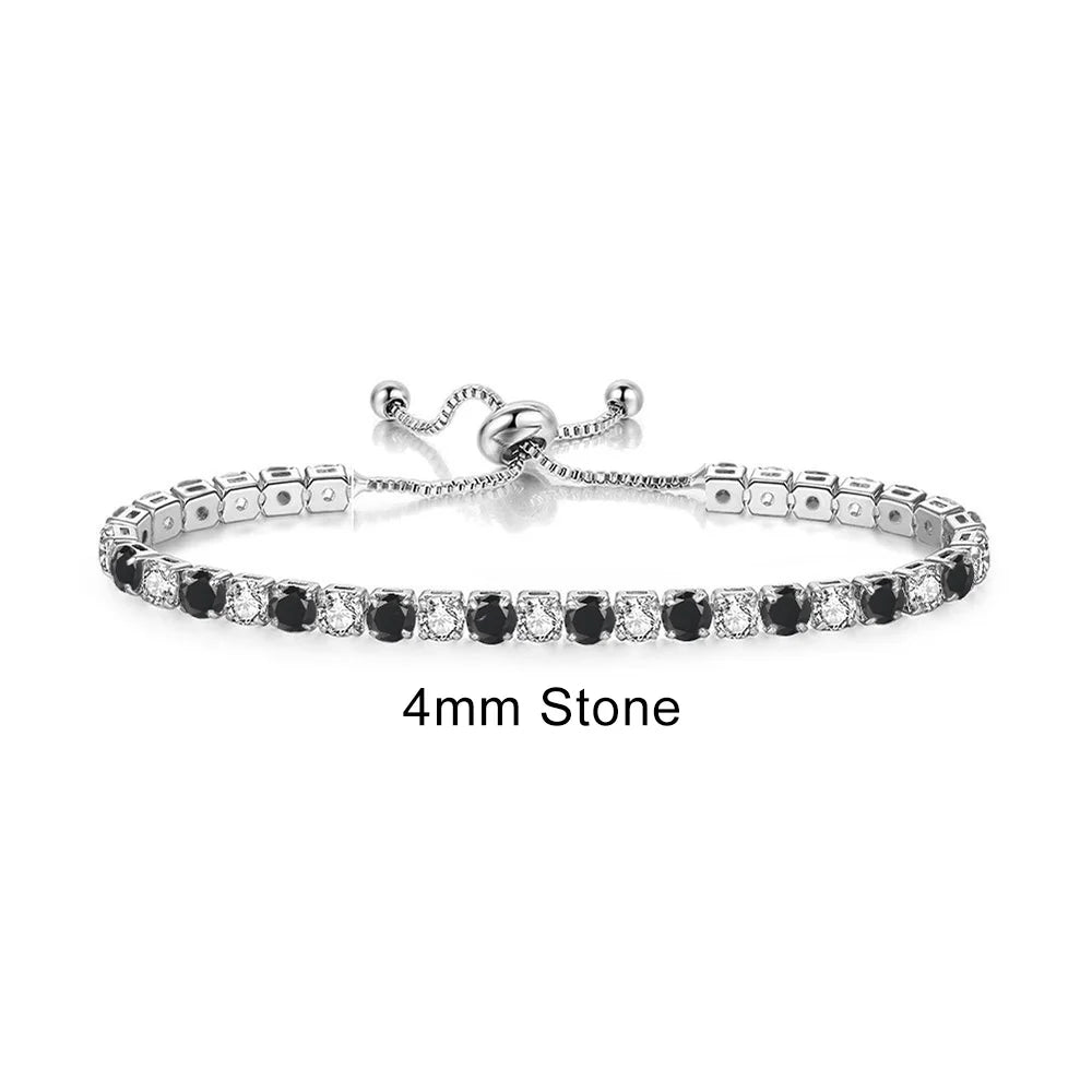 luckacco adjustable multicolor tennis bracelets for women ladies wedding rainbow colorful zircon charm bracelet hand chain jewelry dzh043