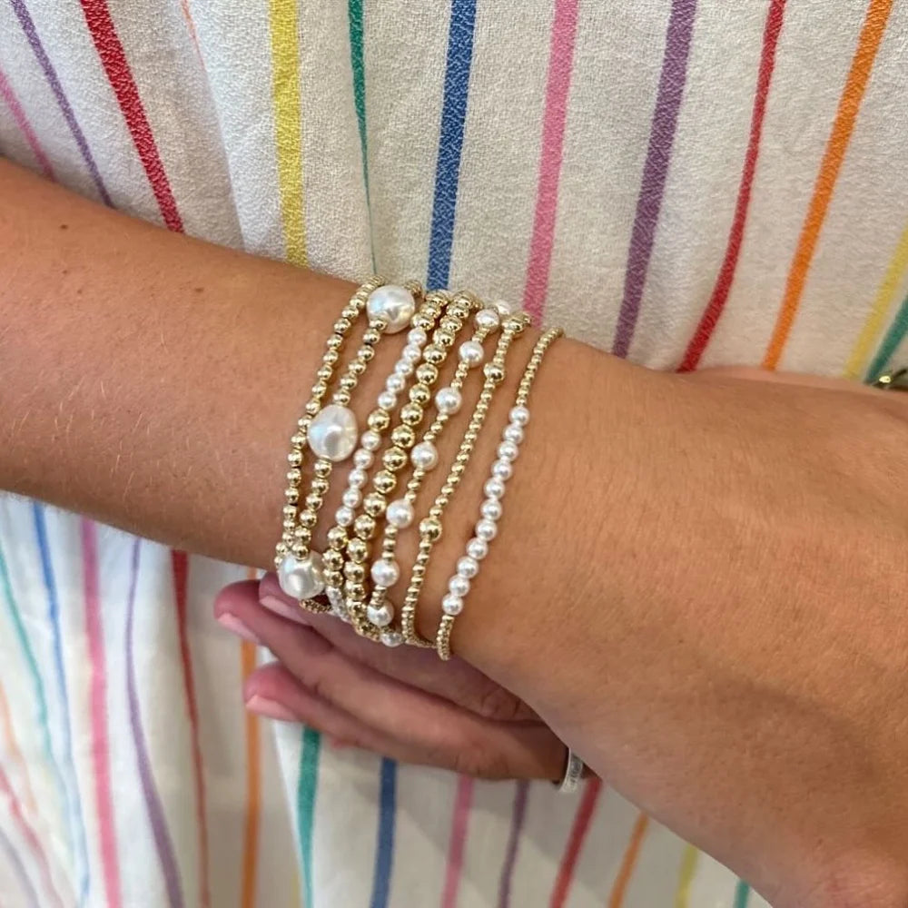 luckacco vlen shell pearl bracelet with 18k gold plated beaded bracelets for women boho summer dainty stackable pulseras jewelry