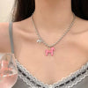 Luckacco Funny Silver Color copper Beads Horse Pendant Necklace Black Choker Necklace Pink White Enamel Pendant Necklace for Women