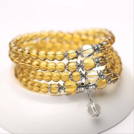 Luckacco 108 Rosary Bracelet Crystal Stone For Women'S Necklace Bracelet Imitation Amethyst Obsidian Stone Ethnic  Buddhis Prayer Jewelry