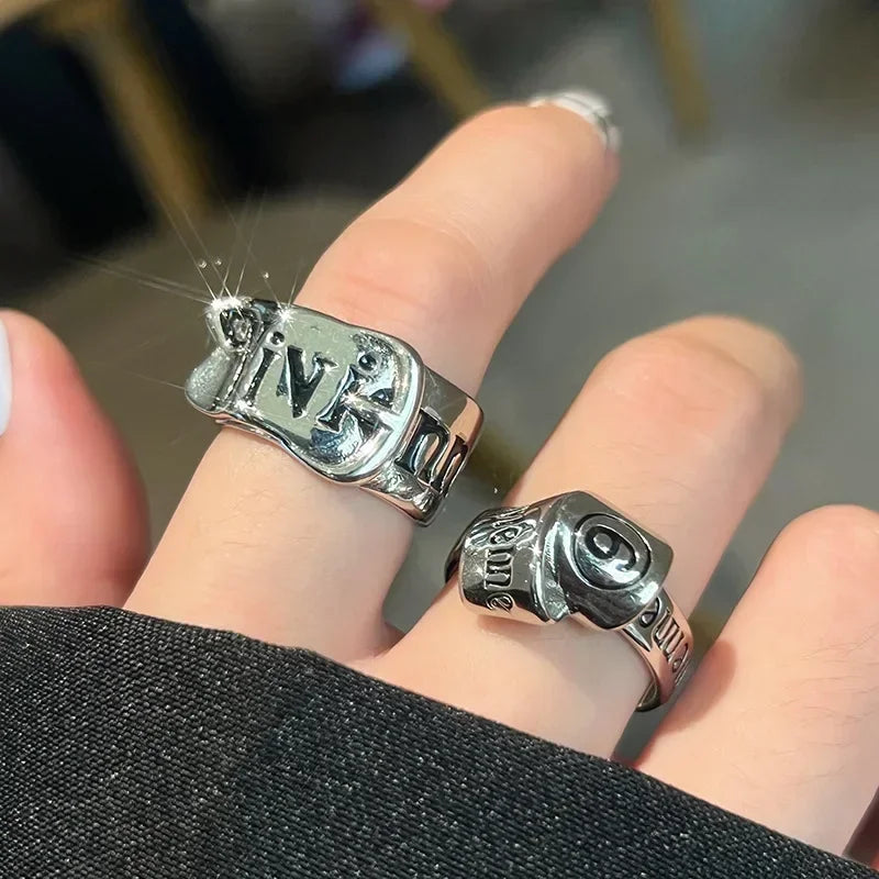 luckacco 2024 new all-match niche korean version personality fashion trend retro girly temperament with open ring accessories