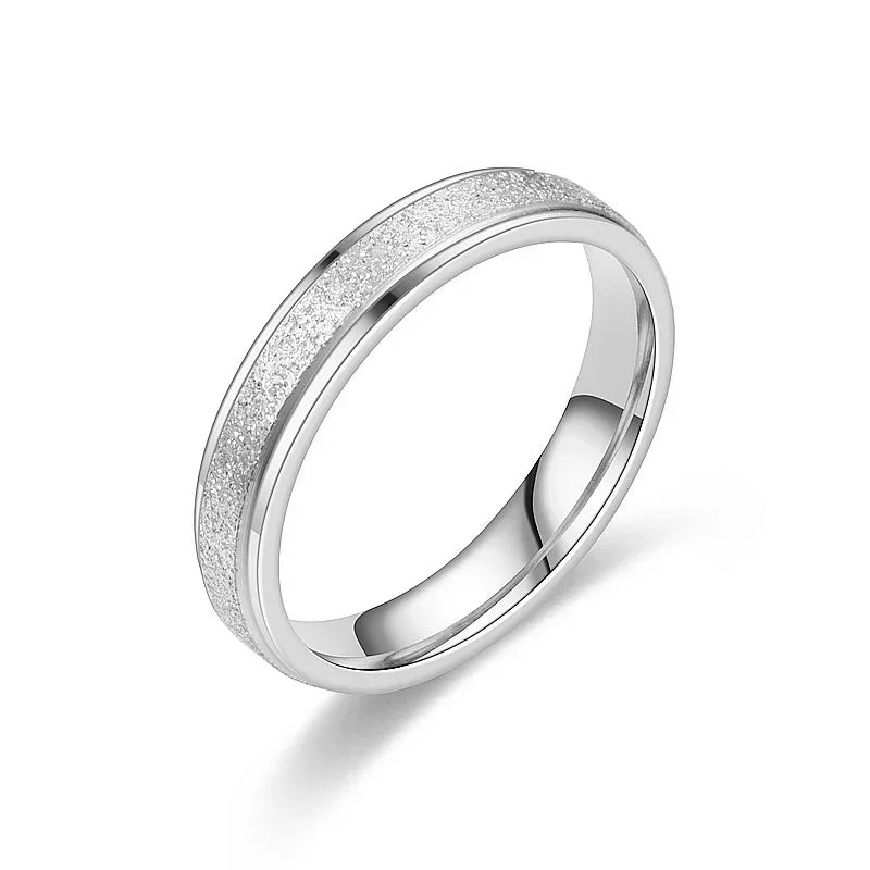 luckacco trendy rings stanless steel luxury fashion titanium rose gold color frosted ring exquisite women men jewelry wedding gift hot