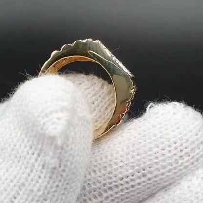 Luckacco Hot Sale New Vintage Alloy Inlaid Zircon Ring Men's Engagement Jewelry