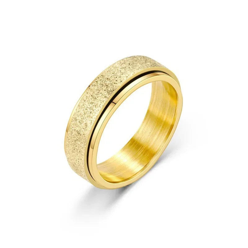 luckacco 6mm anxiety fidget spinner rings for men smooth stainless steel spinning rotating ring for women anti stress jewelry gift