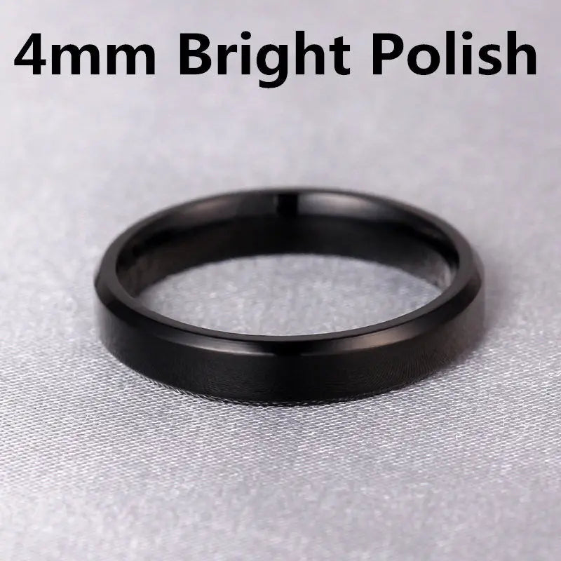luckacco 4-8mm dull polish silver color titanium ring for men and women personalized ring customize engraved