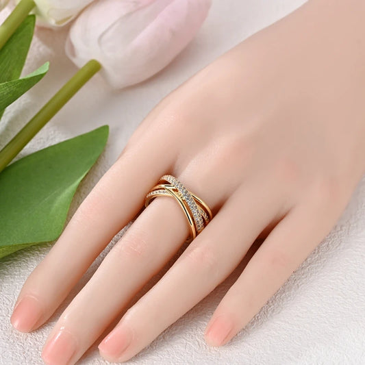 Luckacco New 925 Sterling Silver Rings Gold Heart Bow Adjustable Open Closed Ring Suitable for Women Stacking Ring Fashion Jewelry Gift