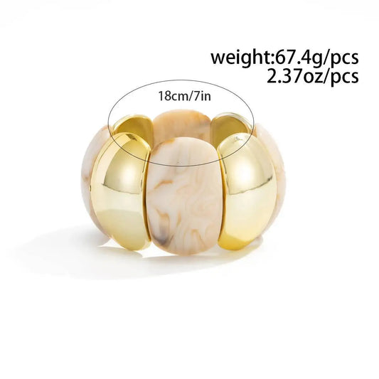 Luckacco 6 Style Boho Punk Geometric Acrylic Resin Elasticity Bangles for Women Vintage CCB Beads Bangle Bracelets Charm Jewelry