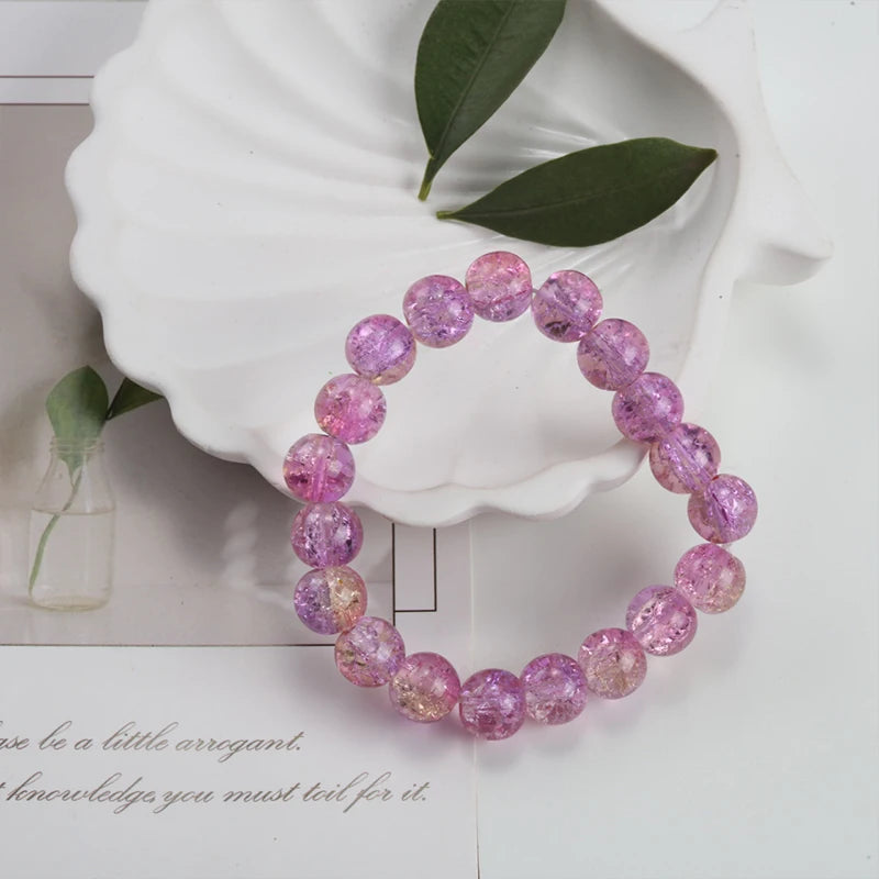 luckacco shinning crystal beads elastic bracelet korean style colorful crystal glass beaded bracelet bangles for women