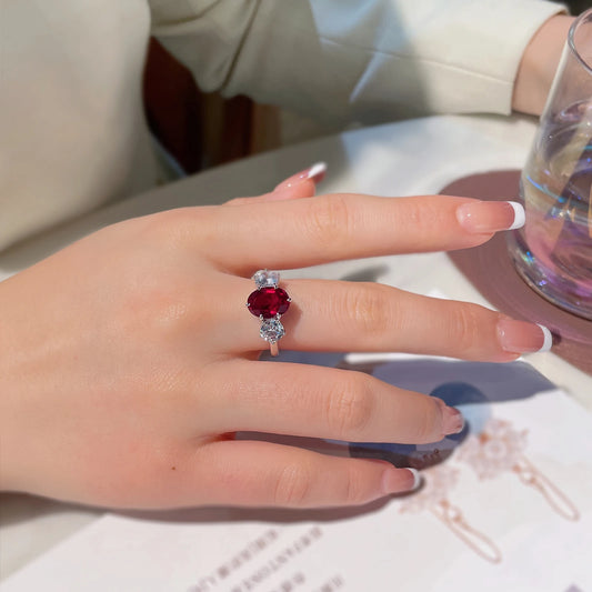 Luckacco Women's Ruby Ring for Women 925 Sterling Silver Plated Gold Infinity Wedding Engagement Anniversary Ring Girlfriend Size 5-9