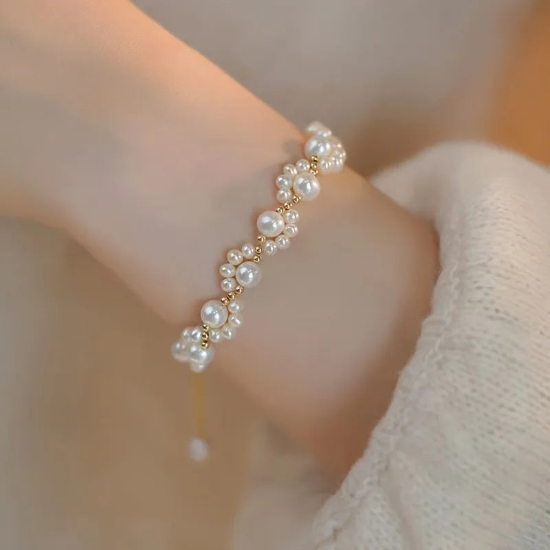 luckacco 1pc cute kitten paw faux pearl bracelet creative sweet jewelry bracelet daily wear exquisite gift for women's bracelet