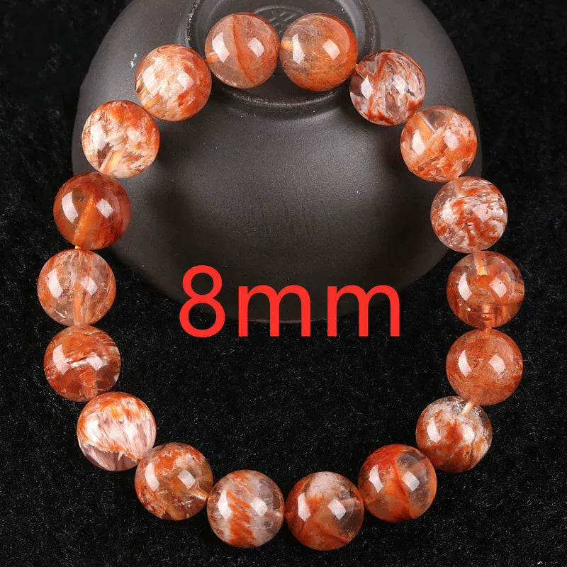 luckacco natural orange white sericite snow phantom quartz bracelet crystal clear round beads bracelet 9mm 10mm aaaaa