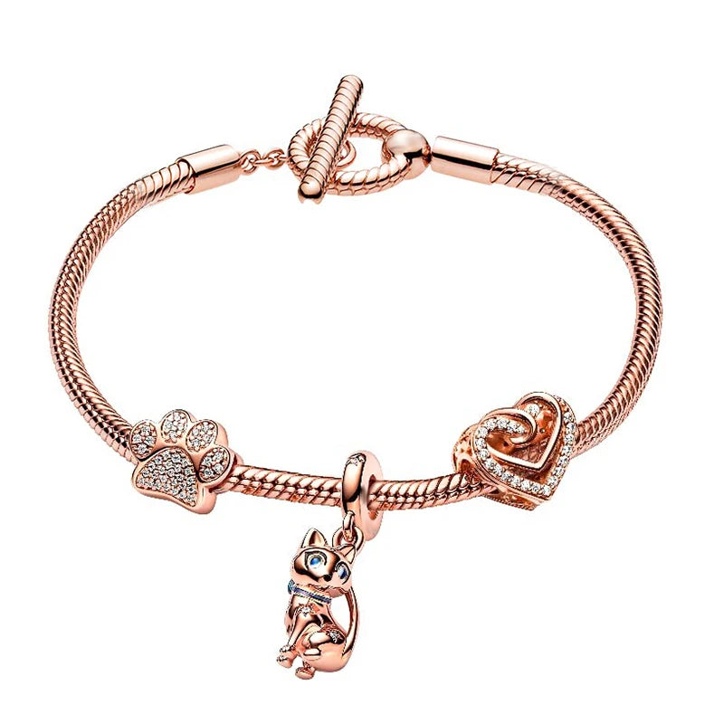 luckacco romantic style jewelry charm bracelets with family love beads bracelet for women couples pulseras jewelry gift special offer