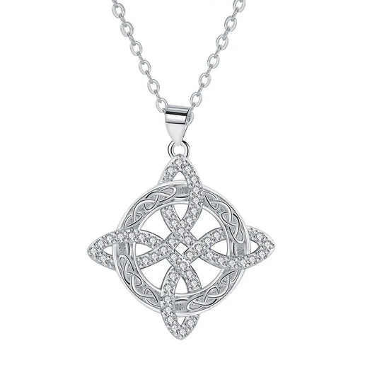 Luckacco YILUOCD Magic Witch Knot Zirconia Pendant Necklace Witchcraft  Good Luck Amulet Wicca Protection Jewelry For Women