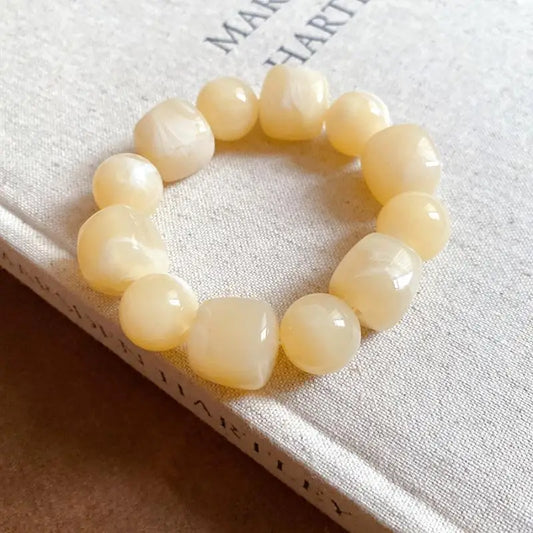 Luckacco Women's Bracelet with Square and Round Acrylic Beads; Simple European and American Inspired Design, Korean Fashion Accessory