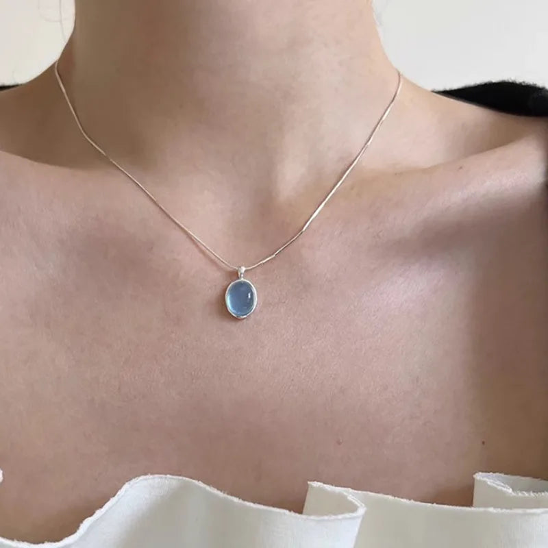 luckacco new trendy fashion 925 silver pearl simple elegant thin chain pendant necklace for women girl jewelry dropship
