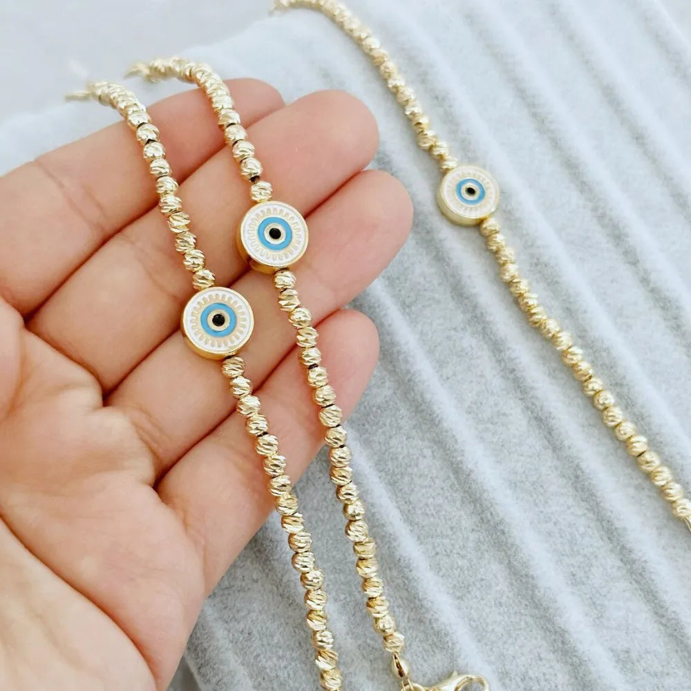 luckacco kkbead evil eye bracelet femme high quality gold plated beaded bracelet jewelry for women accessories gift pulseras mujer