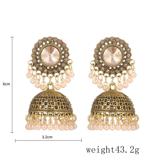 Luckacco Vintage Fashion Vintage Ethnic Earrings For Women Bijoux Simulated Pearl Beads Tassel Stud Earrings Jewellery Women Accessories