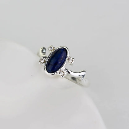 Luckacco 1 Pc The Vampire Diaries Rings Elena Gilbert Daylight Rings Vintage Crystal Ring With Blue Lapis FashionJewelry Movies Cosplay